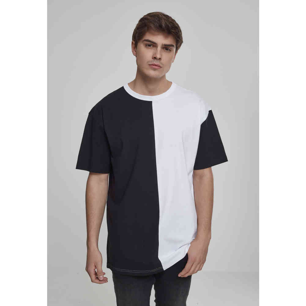 Urban Classics - Oversize Harlequin Heren Tshirt - Zwart/Wit